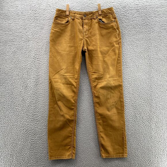 Prana Bridger Jeans Men 30x29* Orange Slim Fit Organic Cotton Performance Hiking - Picture 2 of 16